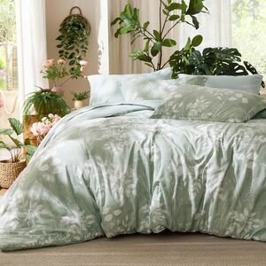 King Size Comforter Set - 7 Pieces Floral Sage Green GentleSoft™ Bedding